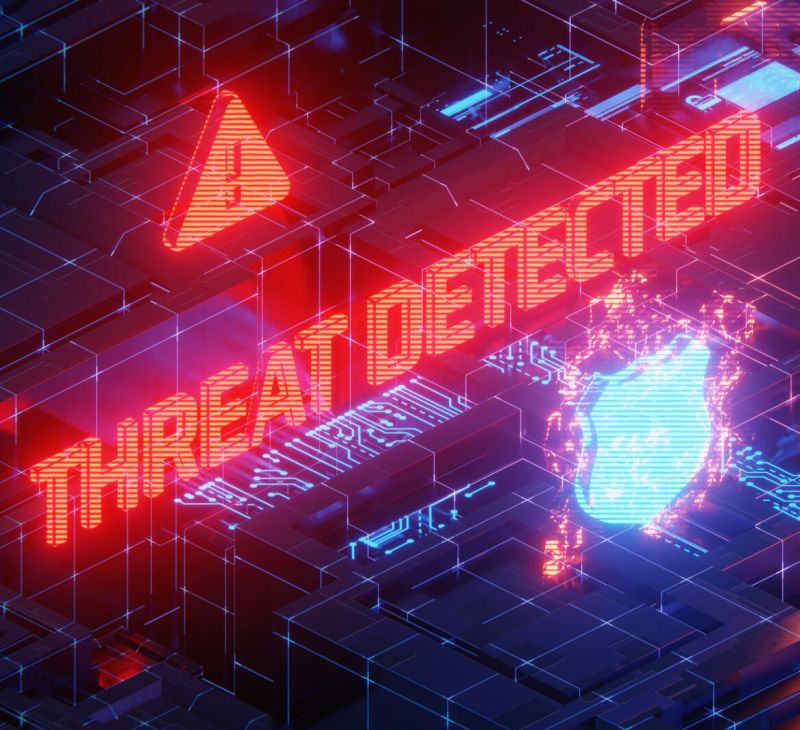 Isometric illustration of a hacking attack or security breach. 3D rendering